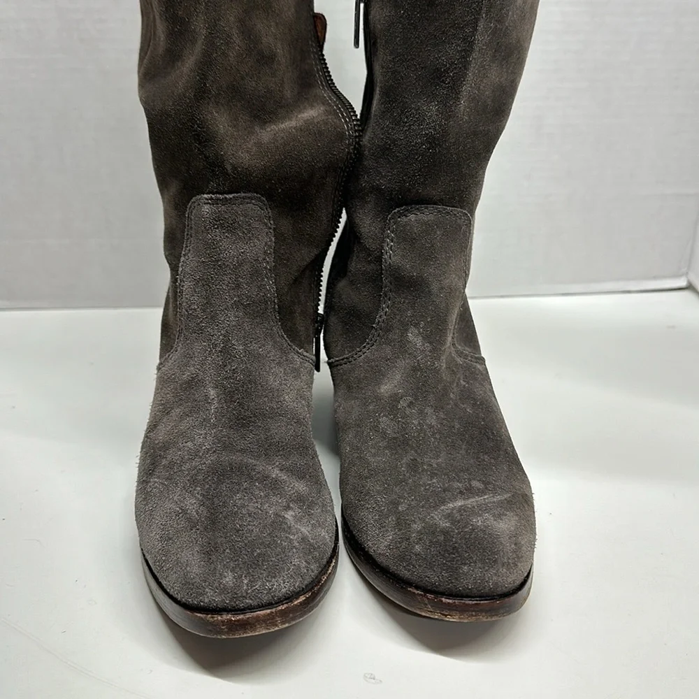 Frye Clara Boots Tall Over the Knee High Heeled Boot Shoes Suede Gray Size 7
